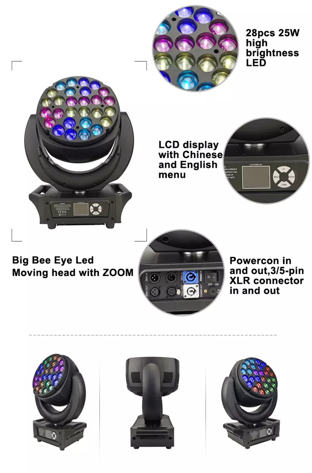 28x25W High Brightness LED ZOOM Moving Head Light HS-LMW2825 - Led moving head - 1