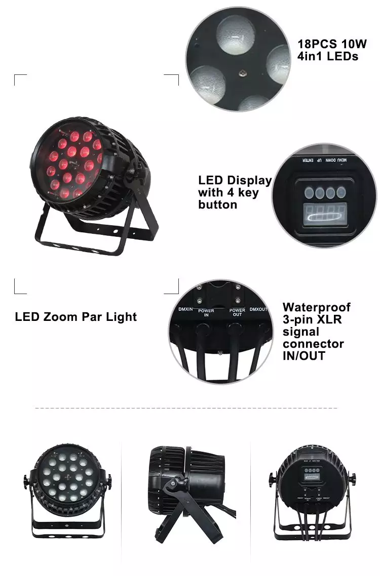 Waterproof LED Zoom Par Stage Light HS-P64-1810OUT - Led stage light - 1