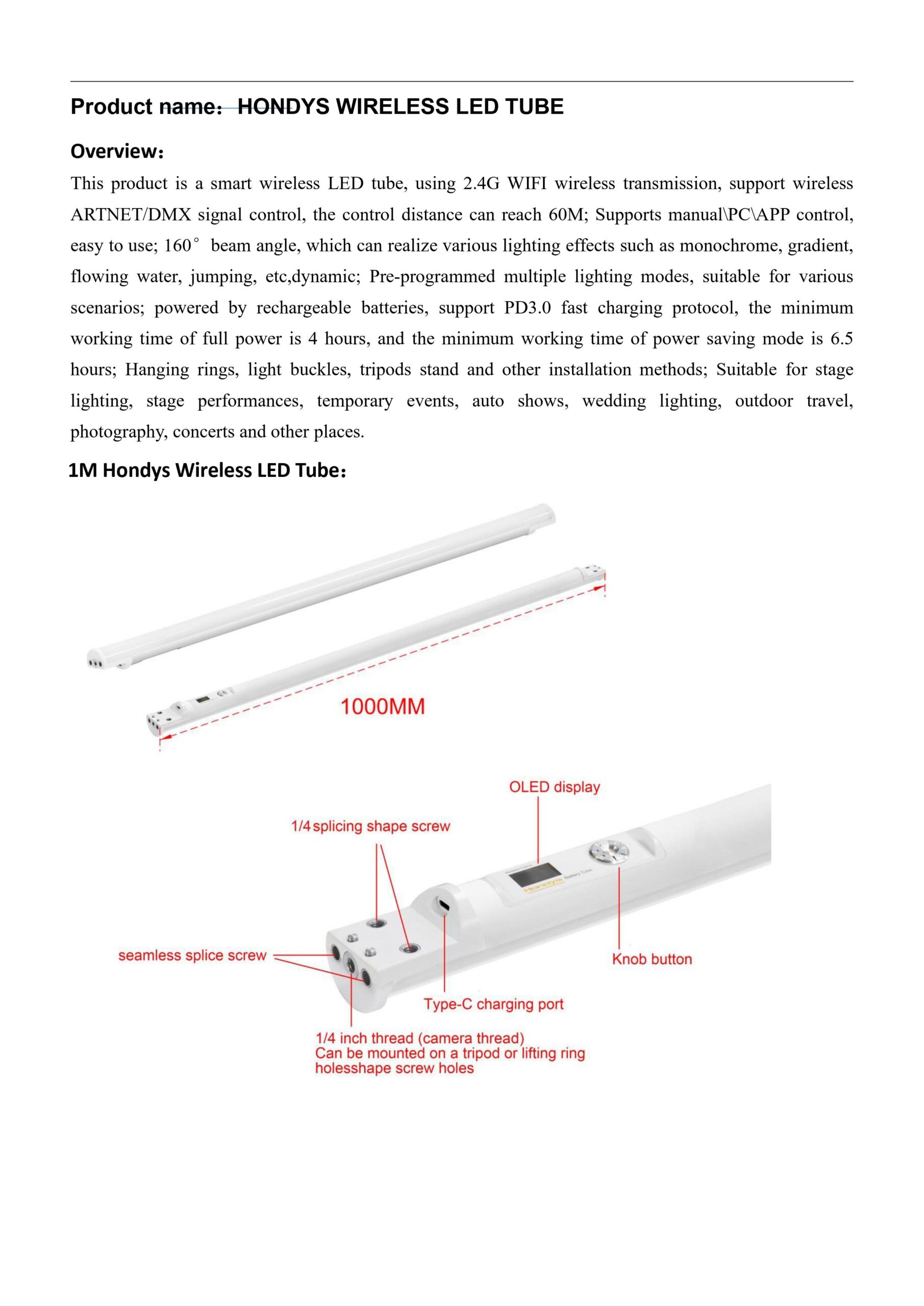 HONDYS WIRELESS ASTERA titan od AX1 LED TUBE （8 tubes  with flight case and controller and spare parts）HS-HDAX1 - Led stage light - 2