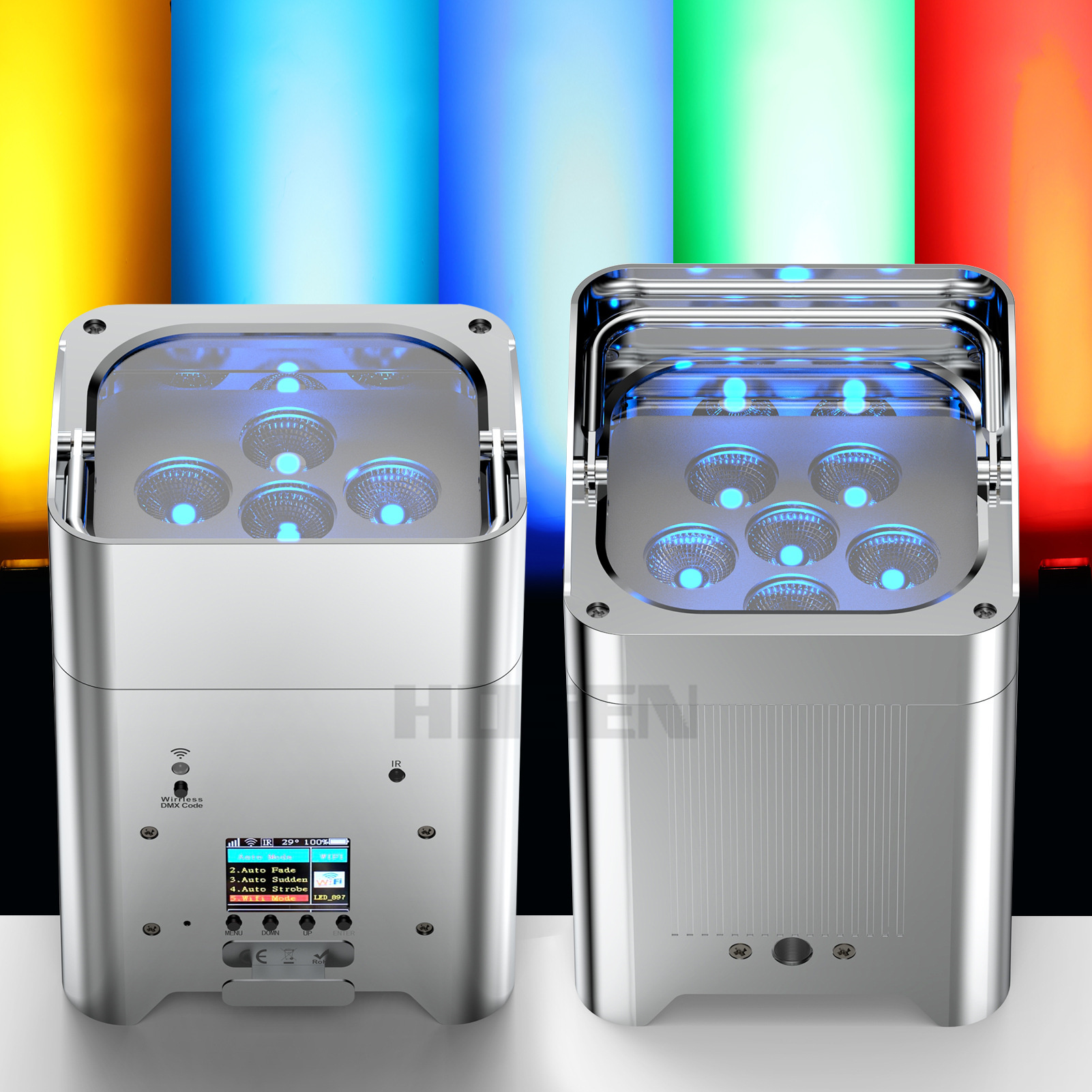 6pcs*18W Battery Wireless 6in1 high power  silvery cabinet LED Par light up light HS-P618WLBS - Led stage light - 2