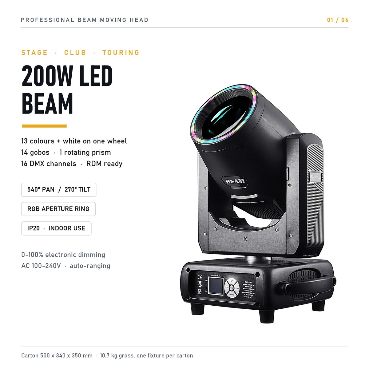 200W LED beam moving head hero