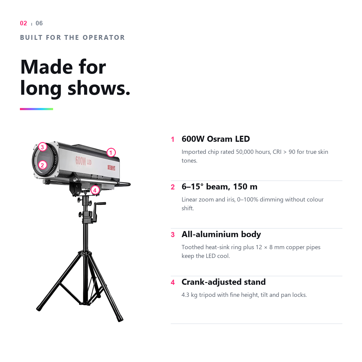 600W Follow Spot Key Features
