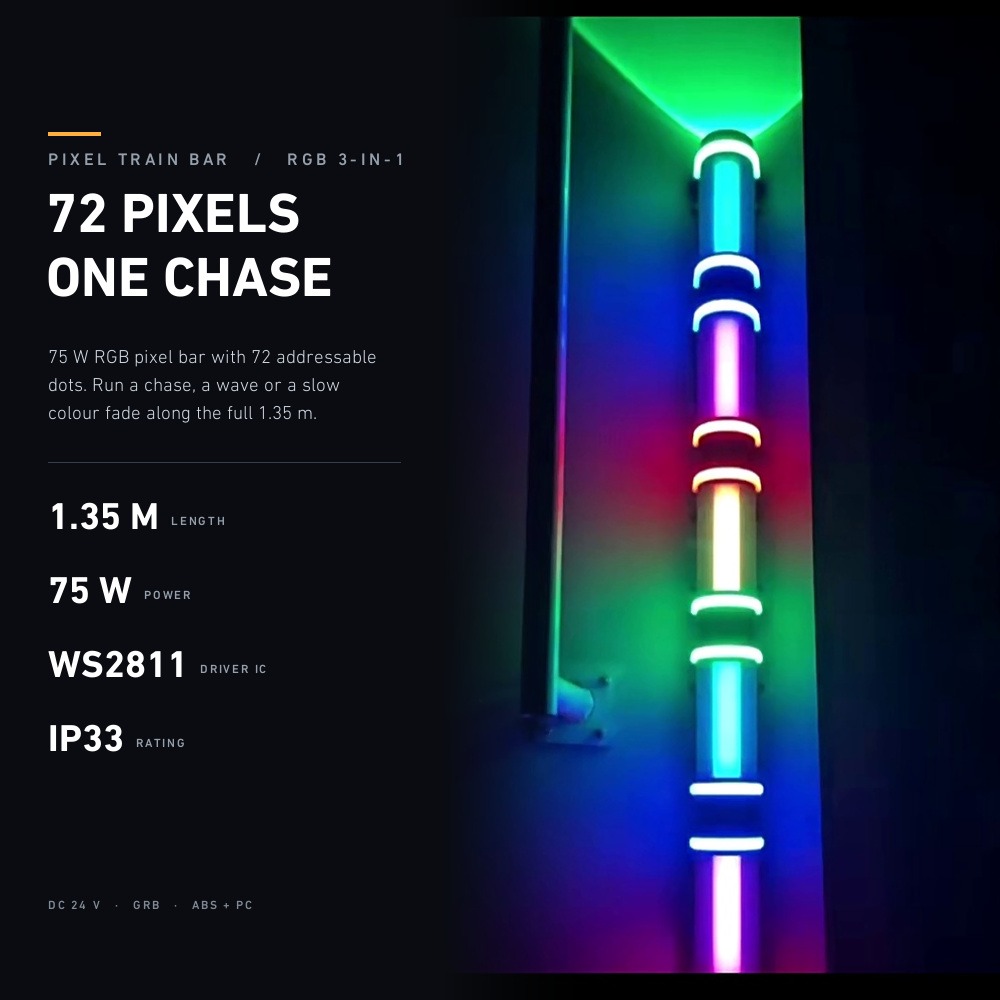 Pixel train bar 72 pixels chase effect