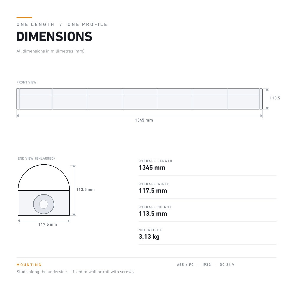 Dimensions drawing 1345mm