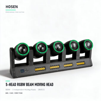 Five Head Moving Beam Stage Light RGBW LED DJ Lighting Fixture DMX512 Auto Voice Control for Bar Club Event