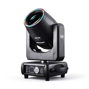 200W LED Beam Moving Head Light with Aperture Ring and LED Strip 8 Colors 14 Gobos Prism Frost HS-BM200