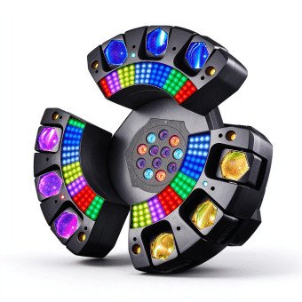 Three-Arm Nine-Head Moving Head Light RGB Beam Strobe LED Strip DMX Stage Effect Light HS-3ARM9