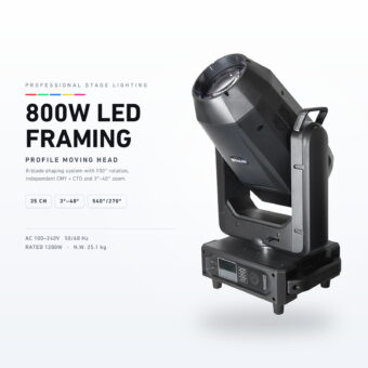 800W LED Framing Profile Moving Head 8-Blade Cutting System CMY CTO 3-40° Zoom DMX512 Stage Light
